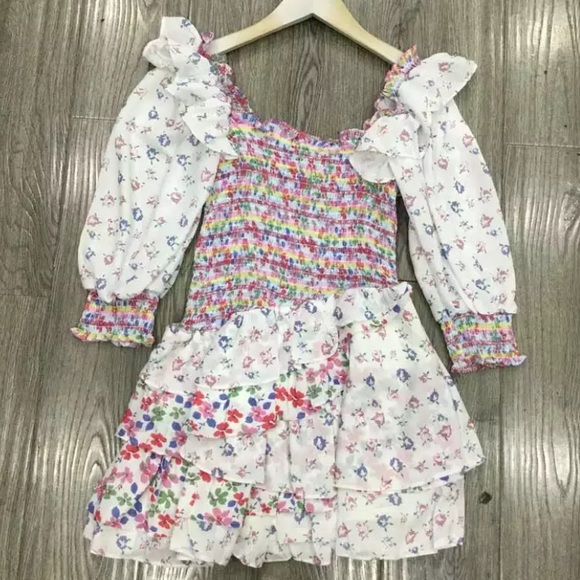 SOLD OUT CLEARANCE Floral Chiffon Tiered Smocked Bodice Mini Dress - Picture 4 of 4